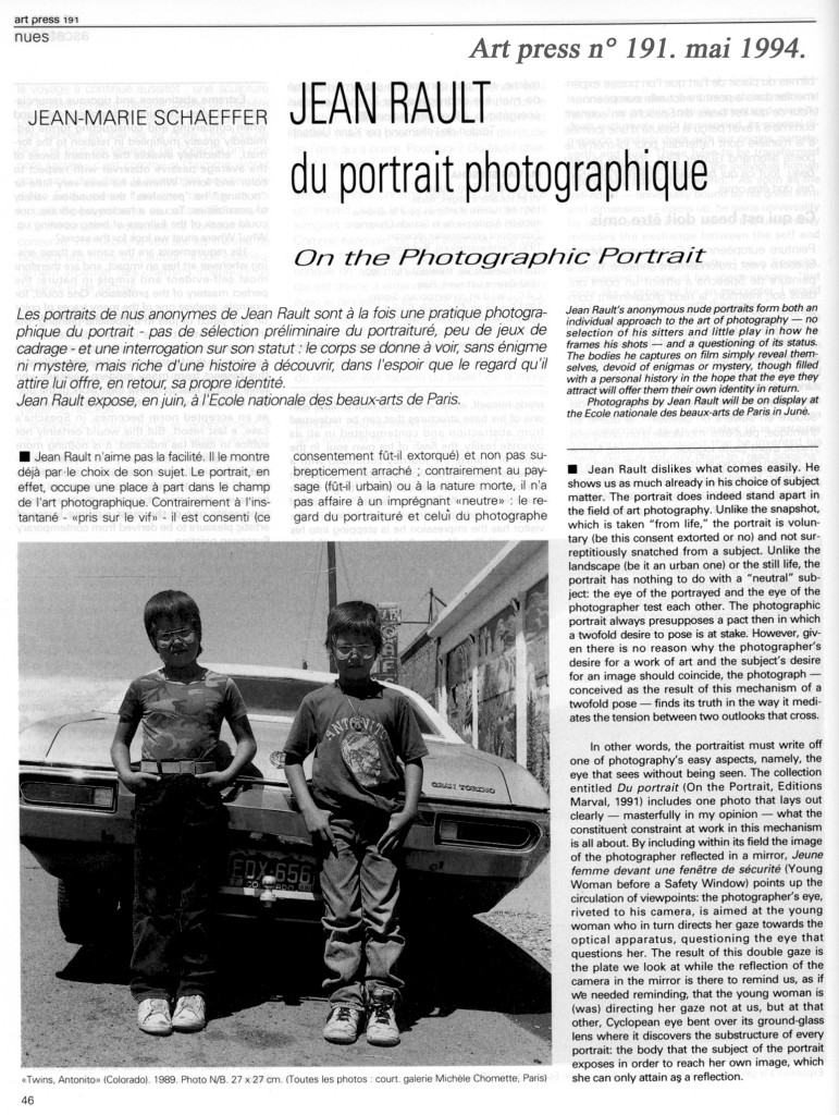 Jean Marie Schaeffer-Art Press mai 94 p. 1